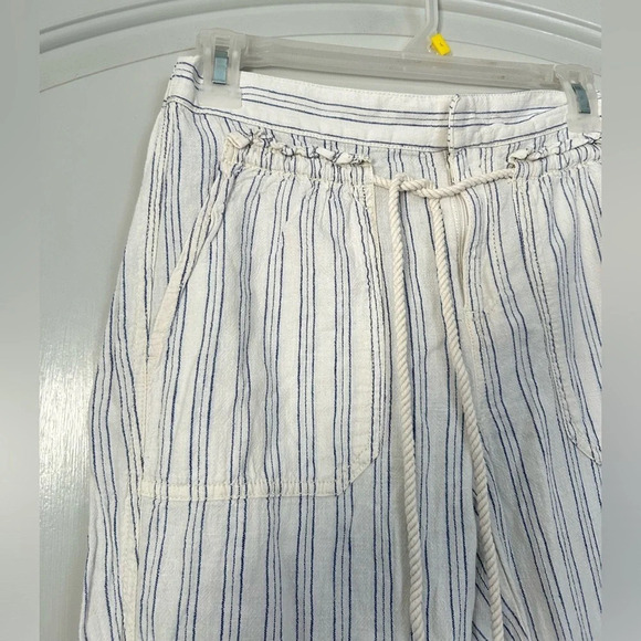Anthropologie Off White Linen Blend Summer Beachy striped pants size XS - Picture 9 of 16